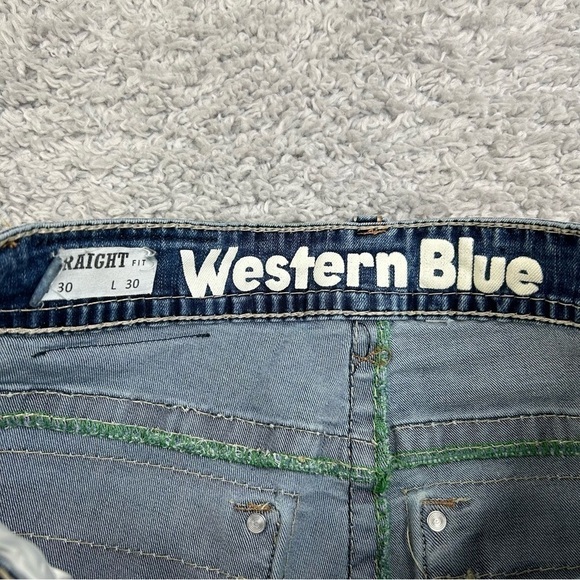 Western Blue Jeans Womens 30 Straight Light Wash Embroidered Casual Western - Picture 2 of 4